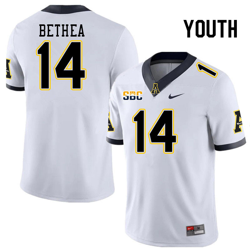 Youth #14 Jayden Bethea Appalachian State Mountaineers College Football Jerseys Stitched Sale-White